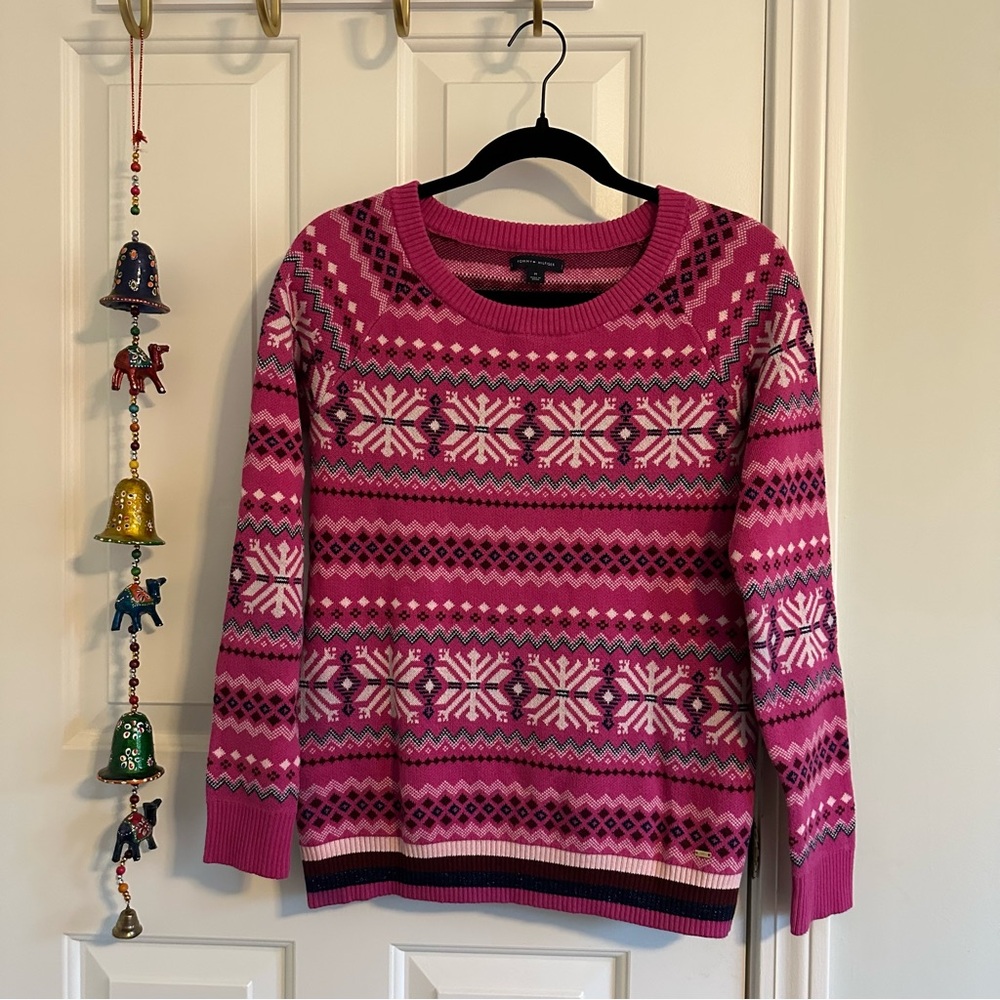 Tommy Hilfiger Pink Fair Isle Crew Neck Sweater